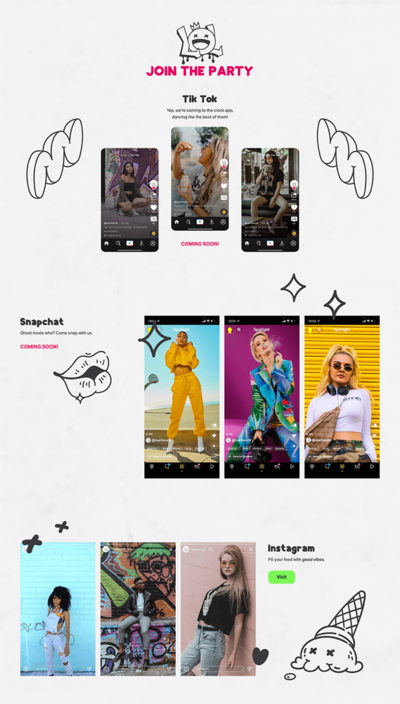 bright photos and cartoon graphics of marliworld's instagram and social media
