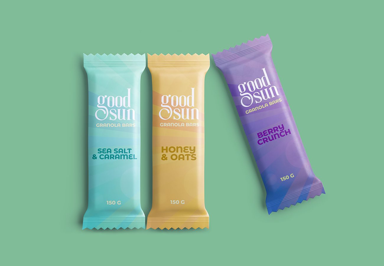 Concept packaging of Goodsun Granola Bars for Harris Woolf