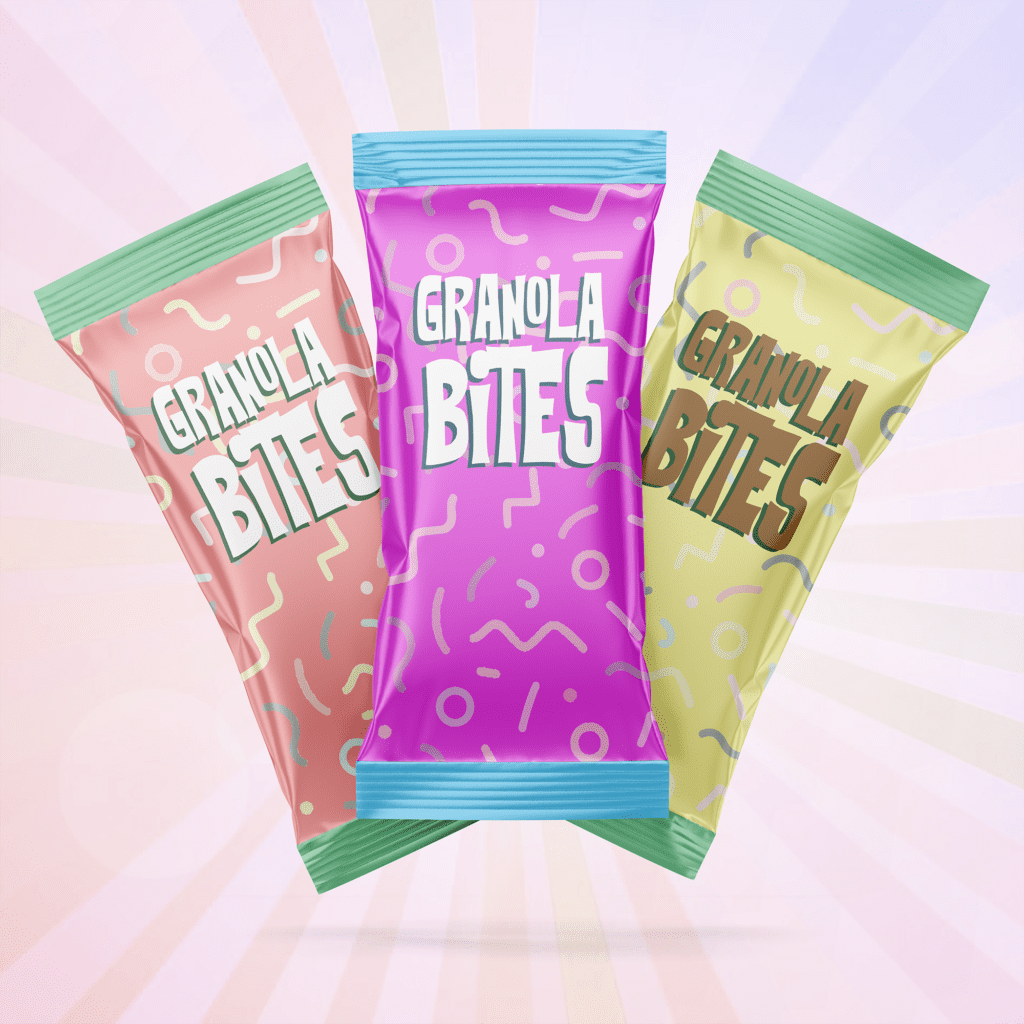 Concept packaging of Granola Bites snacks for Harris Woolf