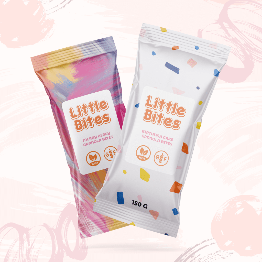 Concept packaging of Little Bites granola snacks for Harris Woolf
