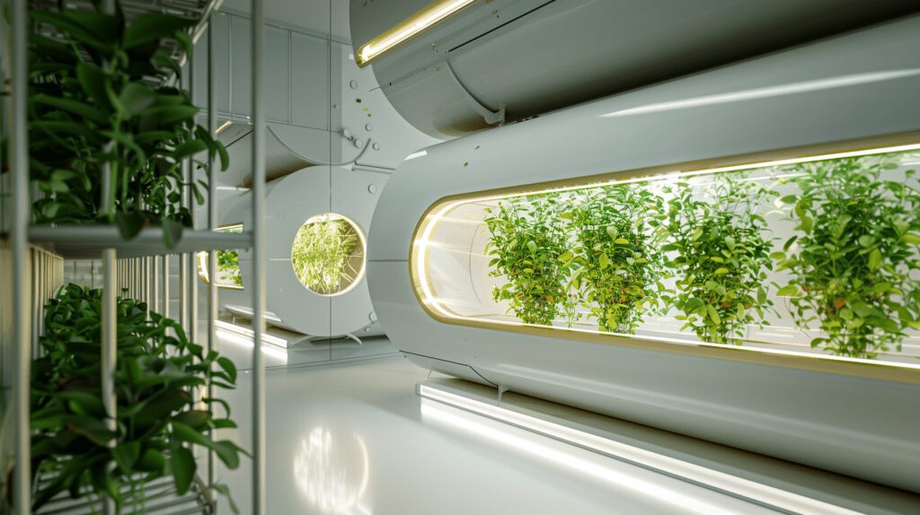 Image of plants growing in a high-tech lab