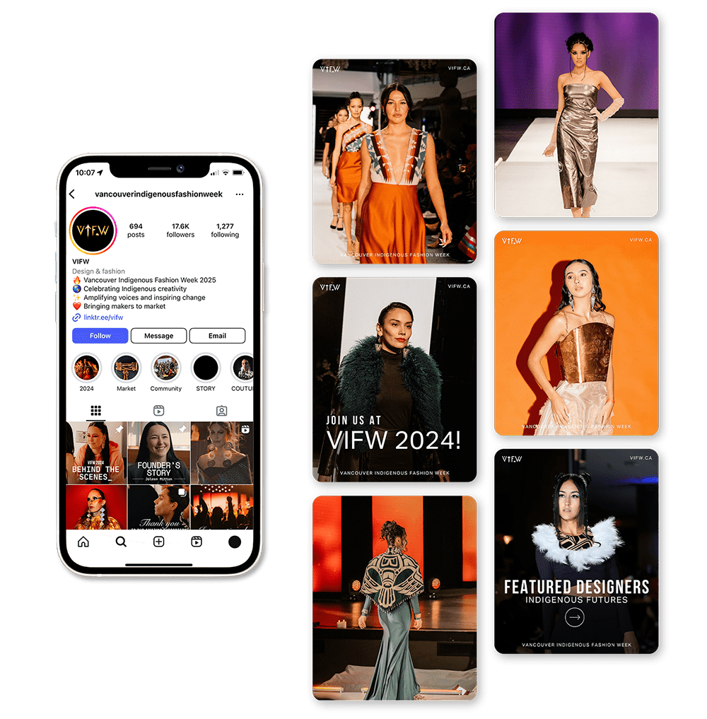 Phone showing VIFW's branded Instagram profile and posts