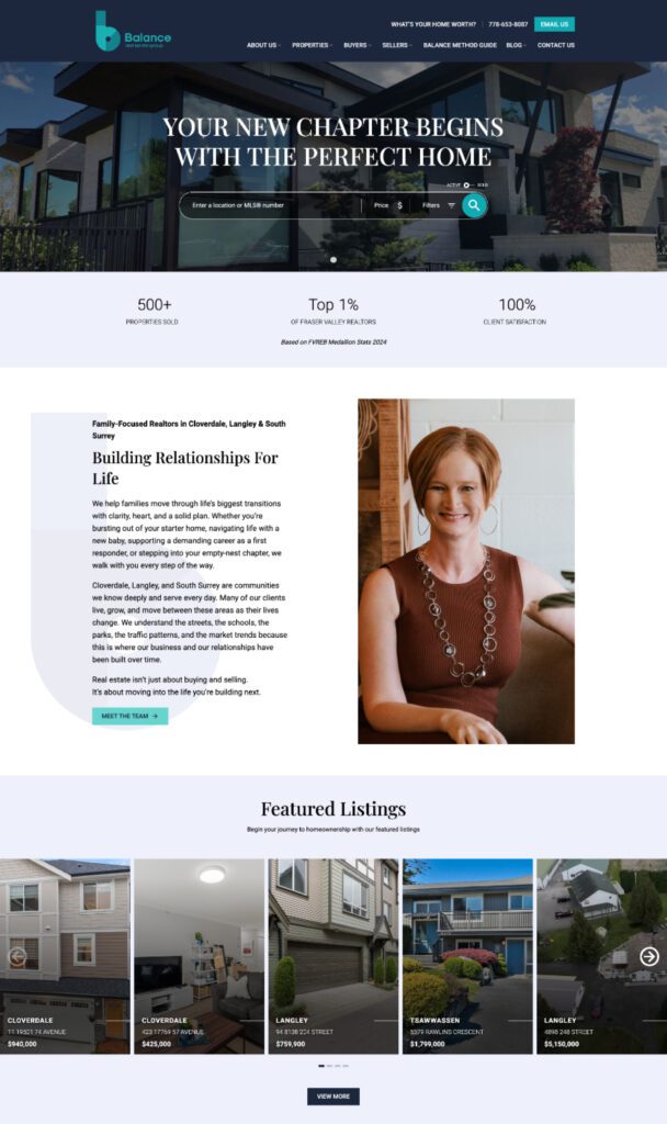 Image of Balance Real Estate Group's homepage
