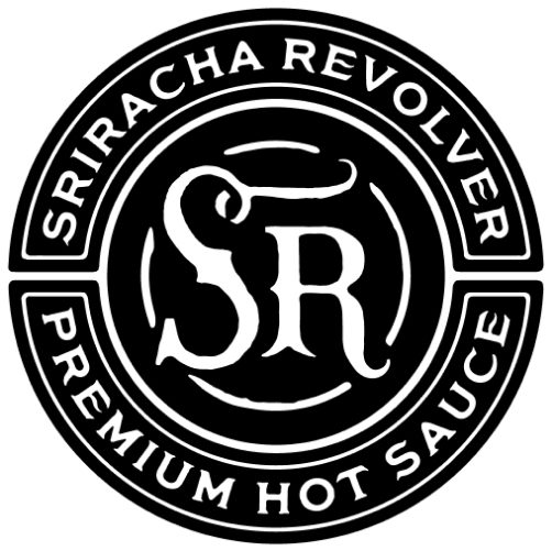 Black and white badge logo for Sriracha Revolver Hot Sauce